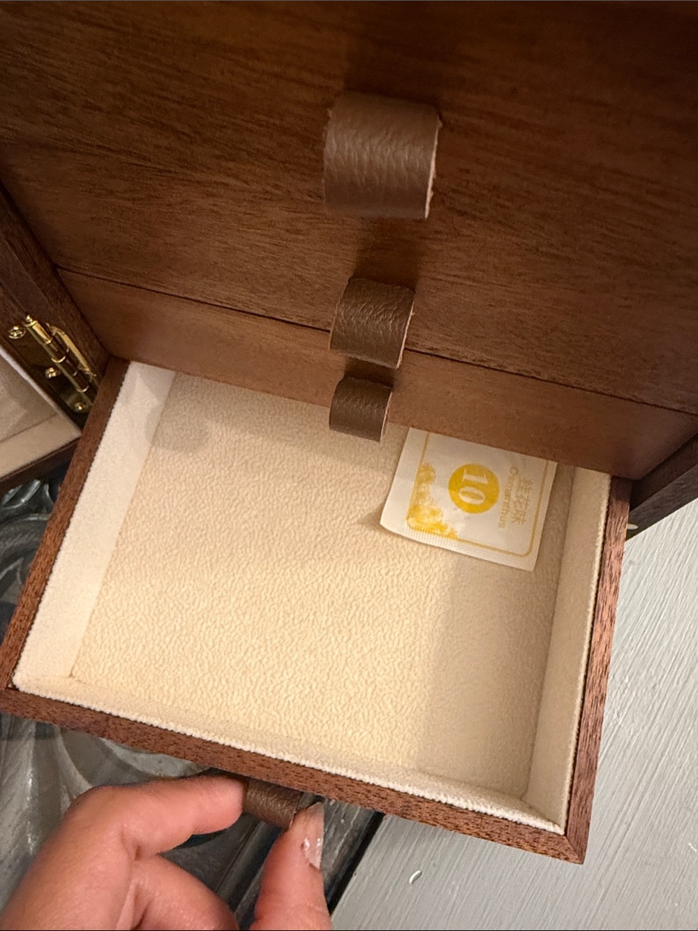 Walnut Jewelry Organizer Box Wooden Floral Box with Gold Handle 4 Tiered Womens - Picture 11 of 16